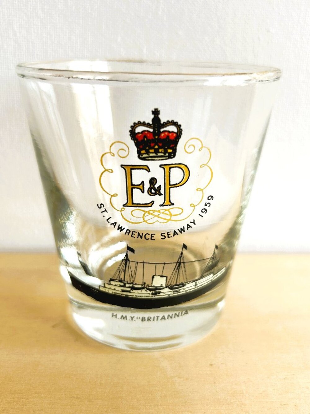 1959 HMY Britannia Queen Elizabeth II Visit to Canada Glass
